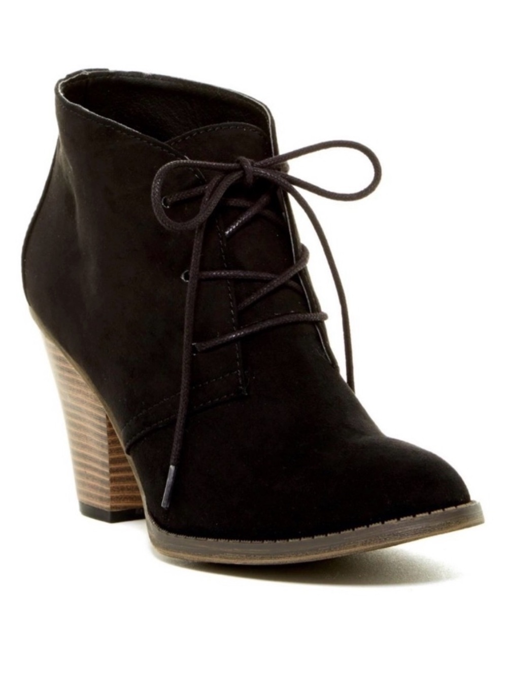 Women’s MIA Shawna Black Suede Lace-Up Heel Ankle Boot